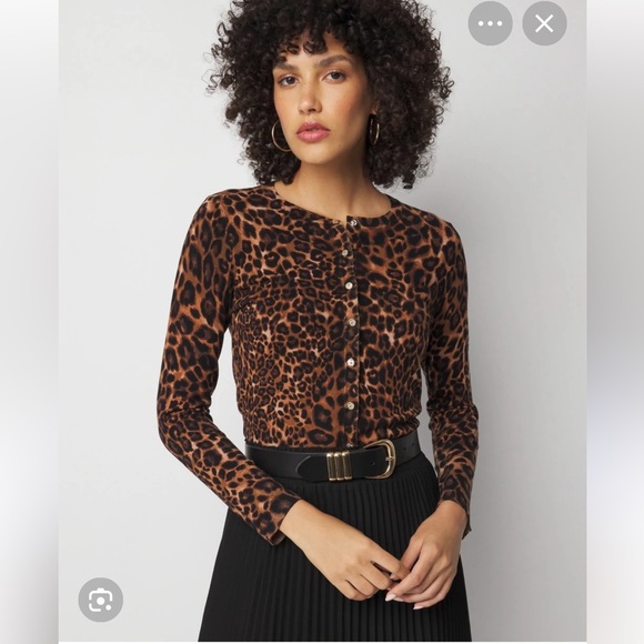Express Sweaters - Express Animal Print Cotton Blend Cárdigan. Size XS. PD4